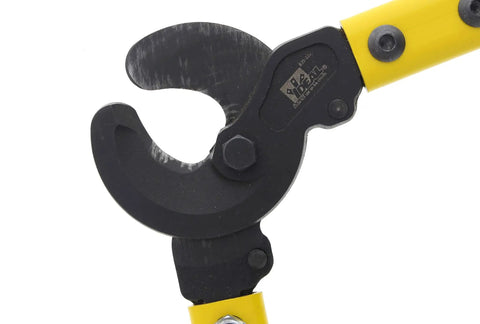 Close-up of Beast Mode Heavy Duty 22 Inch Long Arm Cable Cutter for 500MCM Copper and Aluminum Wires with precision ground jaws
