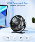 Tiny But Mighty USB Desk Fan With Three Speeds, 360 Degree Rotation, Quiet Personal Cooling for Desktop with laptop and plant
