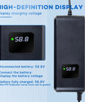 58.8V 4A Super Fast Charger For Electric Bikes And Scooters 48V To 52V Li-ion Battery Charger 14s with display screen