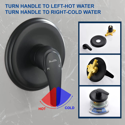 Matte Black Shower System With Anti Scald Valve And 6 Spray Head, Full Shower Faucet Set With Handle, cUPC Certified Trim