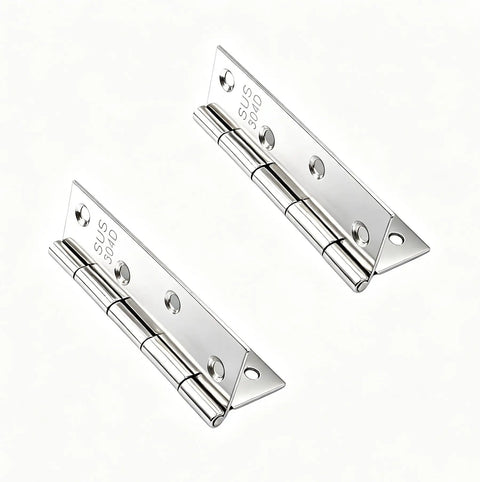 Two Six Pack 3.2 Inch Stainless Steel Door Hinges With Screws For Wood Doors Cabinets And Furniture Display Windows Kitchen Pet Houses And DIY Boxes Opening Size 82x49.5x1.25mm Satin Finish Rust Resistant shown