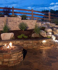 Night view of garden with 12 Inch LED Hardscape Lighting Kit for Paver Walls and Steps Low Voltage 12V AC DC 22 LED Chips for Even Warm White Glow 2700K