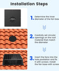 Installation steps for Solar Powered 25W Exhaust Fan For Chicken Coop And Greenhouse 430CFM Cooling IP67 Waterproof Solar Panel