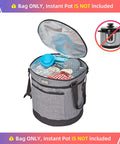 Two Compartment Travel Carry Bag For 8 Qt Instant Pot Pressure Cooker On The Go Insulated Tote With Accessory Pockets Grey open