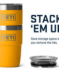 Pro Move 8 Oz Stackable Cup with Beekeeper Thread fits your daily grind like a glove, double-walled, yellow with lid.