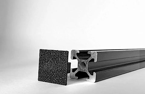 End Cap Set For 2020 Aluminum Extrusion Profiles, 25 Pieces, 20mm By 20mm Black Plastic End Caps, Snug Fit With Four Point Contact For Superior Grip, Beefier Than Competitors, Will Not Break Easily, Made In USA on 20x20mm aluminum extrusion