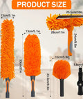 All In One High Ceiling Duster Replacement Heads Kit Fits Standard Threaded Poles With Swivel Joint For Easy Dusting Cobweb Cleaner Ceiling Fan Dust Brush Window Squeegee Microfiber Feather Duster Head No Fuss Quick Change Design, size chart