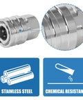 Close-up of No-Fuss 1/4 Inch Pressure Washer Quick Connect Fittings Stainless Steel Adapter With 1/4 Inch Quick Disconnect Socket detail