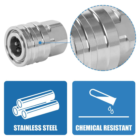 Close-up of No-Fuss 1/4 Inch Pressure Washer Quick Connect Fittings Stainless Steel Adapter With 1/4 Inch Quick Disconnect Socket detail