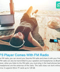 Person relaxing with 64GB Bluetooth MP3 Player With Sport Armband For Running FM Recording Shuffle Play Line In Voice Recording