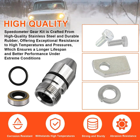 Speedometer Housing Kit For TH350 Transmission Fits 1969 And Up Turbo 350 with o-rings, bolts, retainer, and washer shown