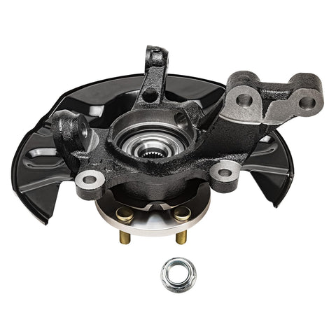 Front view of Front Steering Knuckles 2-Pack With Wheel Bearing Hubs Assembly For 2003-2008 Toyota Corolla Replacement Kit OEM Grade Drop-In Fit For 2004-2007 Models
