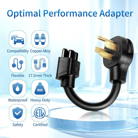 Top Tier Nema 14 50 Adapter For Tesla Mobile Connector Gen 2 240 Volt 32 Amp Ev Charging Cord with copper alloy material.