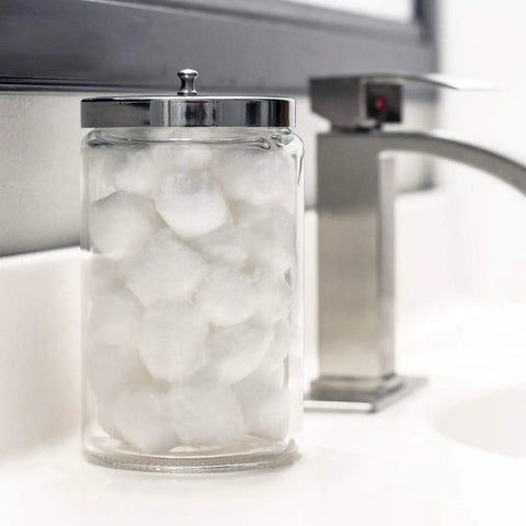Decorative Clear Glass Apothecary Jar With Metal Lid For Kitchen Bathroom Or Laundry Organization Ideal Storage Canister