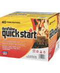 Duraflame Quick Start 40 Firelighters box for easy ignition in fireplaces, grills, fire pits. Instant Start Firelighters 40 Count Case For Easy Ignition In Fireplaces Grills And Fire Pits No Mess Clean Burn For Camping And Outdoor Cooking All Season Ready.