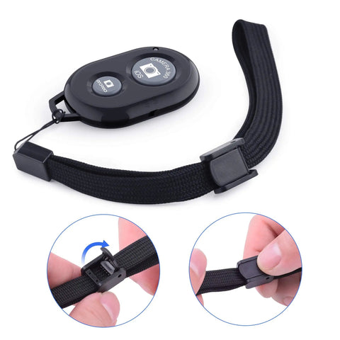 Two Pack Wireless Phone Camera Remote Shutter For iPhone And Android With Wrist Strap, close-up showing strap adjustment