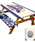 250th Anniversary Patriotic Fourth Of July Picnic Table Cover With Bench Covers 72 By 30 Inch Fitted Rectangle Tablecloth Waterproof Windproof Outdoor Polyester Table Cover Set With Portable Storage Bag