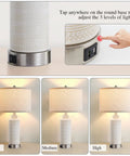 Set of 2 Modern Touch Table Lamps for Living Room and Bedroom, 3-Way Dimmable Nightstand Lamps with 2 USB Ports, LED Bulbs Included