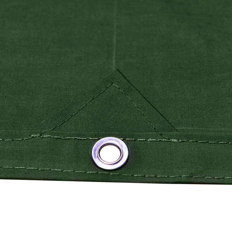 Close-up of Beefy 10 Oz Canvas Tarp Heavy Duty Truck Tarp Water Resistant UV Resistant 10x12 Feet Green Tarpaulin grommet detail.