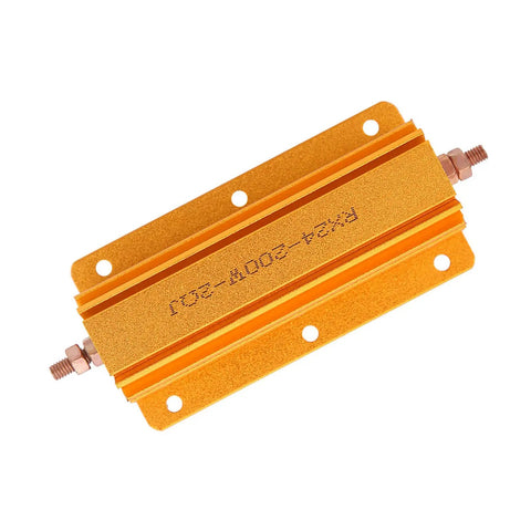 Beefed Up 200W 2 Ohm High Power Resistor With Aluminum Housing And Mounting Holes For Industrial Power Supplies, Sensors, Elevator, And Audio Equipment Applications With Superior Heat Dissipation, angled view