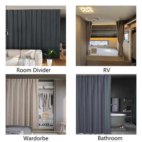 Self Adhesive Curtain Track Kit For Quick Stick On Install Ceiling Or Wall Mount 128 Inch Long No Drilling Damage Free Heavy Duty Hold For Drapes Easy Mount In Minutes, room divider use