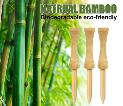 Step Down Golf Tees 2 1/8 Inch, 2 3/4 Inch, and 3 1/4 Inch, 100 Pack Wooden Bamboo Castle Tees Natural Finish