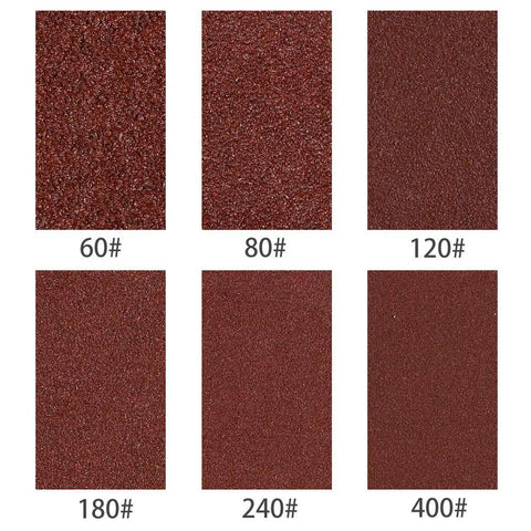 Grit sizes of Pro Grade Aluminum Oxide Sanding Belt Set For 3x21 Inch Belt Sander, 18 Belts With 3 Each Of 60, 80, 120, 180, 240, 400