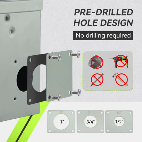 Pre-drilled panel design of 50 Amp 125/250 Volt Power Outlet Box Waterproof Lockable Enclosed Panel With 14-50R Receptacle.