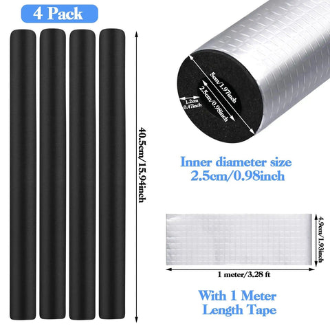 4 Pack Self Adhesive Pipe Wrap Foam Tubes for Winterizing and Irrigation Systems, 1 Inch Pipes, 15.94 Inch Each, Cut to Fit