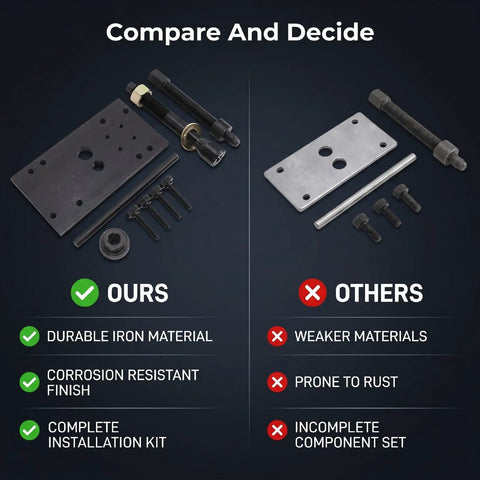 The Real Deal Engine Inner Camshaft Bearing Tool Kit That Lets You Bang It Out With Style Includes Support Plate Puller Round Rod Pin Installation Screw And Full Hardware Set For Sure Thing Repair Jobs Guaranteed, iron kit comparison