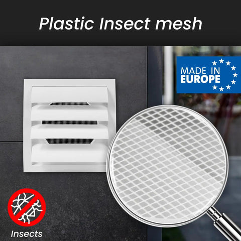 White ABS 6 Inch Dryer Vent Cover With Flaps And Insect Screen For Exterior Walls And Ducts Outdoor Vent Cover