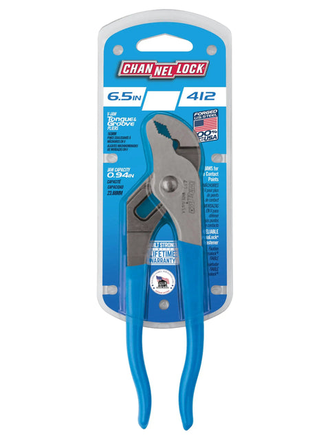 Heavy Duty V Jaw Tongue And Groove Pliers 6.5 Inch With 0.94 Inch Jaw Capacity Forged High Carbon U S Steel with packaging