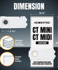 Heavy Duty Replacement Vacuum Bags For Festool Ct Mini Midi And Ct15 Dust Extractors Feature Dead Nuts Self Cleaning Filtration and Killer Dust Control, dimensions and features shown.