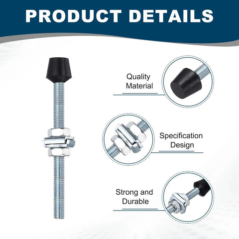 Six Piece Rubber Head Toggle Clamp Set M8x110mm Carbon Steel With Screws And Washers For Boxes Cabinets And Doors Includes 12 Screws And 12 Washers Durable Rust Resistant Hardware For Secure Jigs And Lids. close-up clamp and rubber head with screws