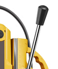 Close-up of Heavy Duty Magnetic Drill Press With 1400W Copper Motor featuring controls and ruler for precise drilling.