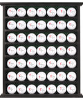 Open Golf Ball Display Case Rack In Black Finish With Green Felt Interior And Dimples On Shelves To Secure Balls No Door Cabinet