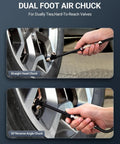 Extended Reach Dual Head Air Chuck Set 1 Quarter Inch FNPT With Quick Plug, used inflating car tire with two-way connection