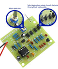 Beginner Friendly Soldering Practice Kit with Multiplex Waveform Generator Plug In Circuit Board showing adjustable ripple size