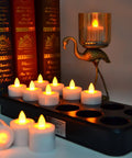 Rechargeable LED Tealight Candles With Timer Remote Flameless Amber Yellow Set Of 12 Inductive Wireless Charging Base