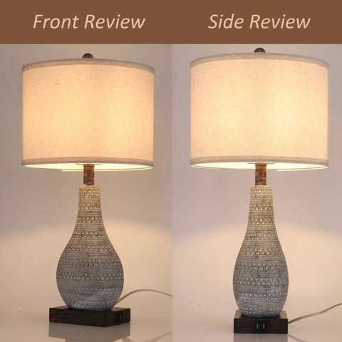 Modern Table Lamp Set For Bedroom Two Pack With Touch Control And 3 Way Dimmable Lighting Fabric Shade For Cozy Nightstand Vibe Reading Lights For Living Room Home Office Includes Two LED Bulbs