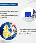 9-gallon tempered-glass vacuum chamber with brass hose fittings and blue valve knob