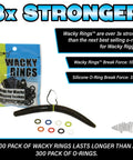 Bait Saver O Ring Set For Senkos And Worms That Prevents Tearing On Wacky Rig And Neko Rig 100 Count Black Fits 4 To 5 Inch Soft Plastics