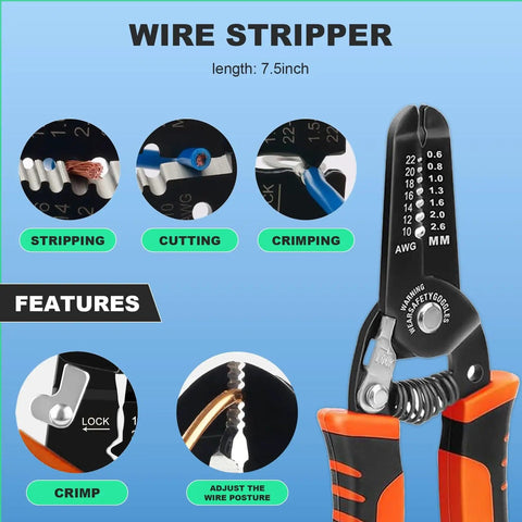 Close-up of wire stripper from Must Have All In One Solar Crimping Kit With 30 Pairs MC4 Connectors for 14 to 10 AWG wiring.