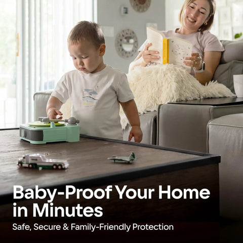 No Sweat Heavy Duty Edge Protector For Baby Proofing Main Home With Grip Tight 3M Tape And Waterproof Non Toxic Foam Padding For Sharp Furniture Corners Rugged Toddler Safe Wall Edge Wrap In Rich Black on a coffee table.