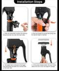 Installation steps for Get The Crew With This Adjustable Cabinet Jack Support Pole; adjusting height and securing parts.
