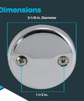 2-Hole Bathtub Overflow Face Plate With Screws, Chrome Finish, Universal Fit For One And A Half Inch Waste Elbows, Easy Install No Fuss