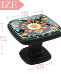 4 Piece Square Drawer Pulls And Cabinet Knobs Set With Dope Colorful Daisy Tulip Floral Pattern For Cabinets And Drawers Easy Install Rust Resistant ABS And Glass Handles With Stainless Steel Screws Included, size dimensions shown