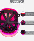Inside view of Pink Womens Lightweight Hard Hat With 6 Point Suspension ANSI Z89.1 Approved ABS Helmet Goggles Included Reflective Decals