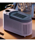 Slick Countertop Ice Maker, Portable Mini Electric Machine Making Crisp Fresh Cubes Fo Sho Fast for home bars, showing compact design and control panel.