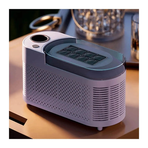 Slick Countertop Ice Maker, Portable Mini Electric Machine Making Crisp Fresh Cubes Fo Sho Fast for home bars, showing compact design and control panel.